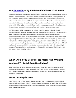 top 3 reasons why a homemade face mask is better