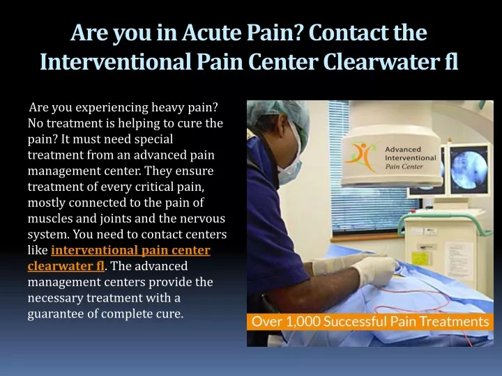 are you in acute pain contact the interventional pain center clearwater fl