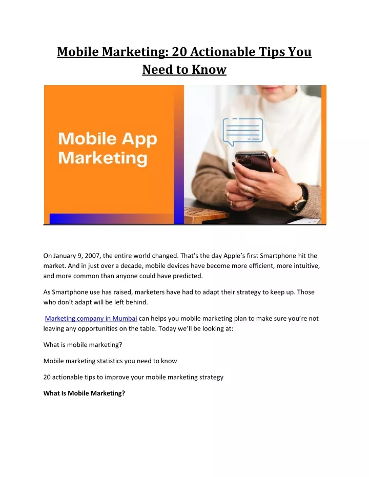mobile marketing 20 actionable tips you need