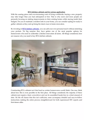 rta kitchen cabinets and its various application
