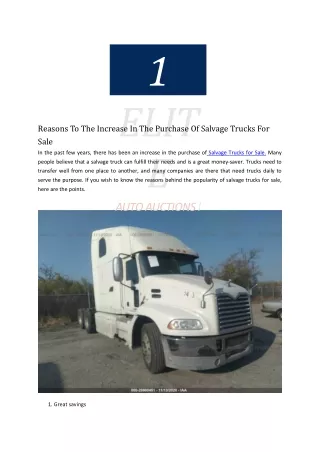 Reasons To The Increase In The Purchase Of Salvage Trucks For Sale