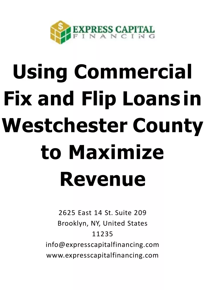 using commercial fix and flip loans