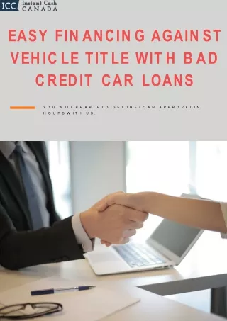 Financing Against Vehicle With Bad Credit Car Loans