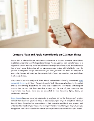 compare alexa and apple homekit only on oz smart