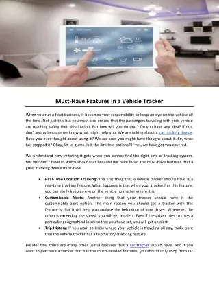 must have features in a vehicle tracker