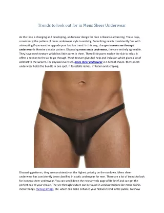 Trends to look out for in Mens Sheer Underwear