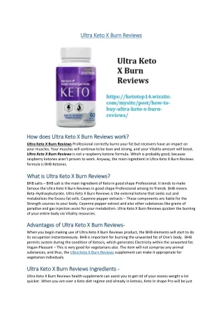 Ultra Keto X Burn Reviews