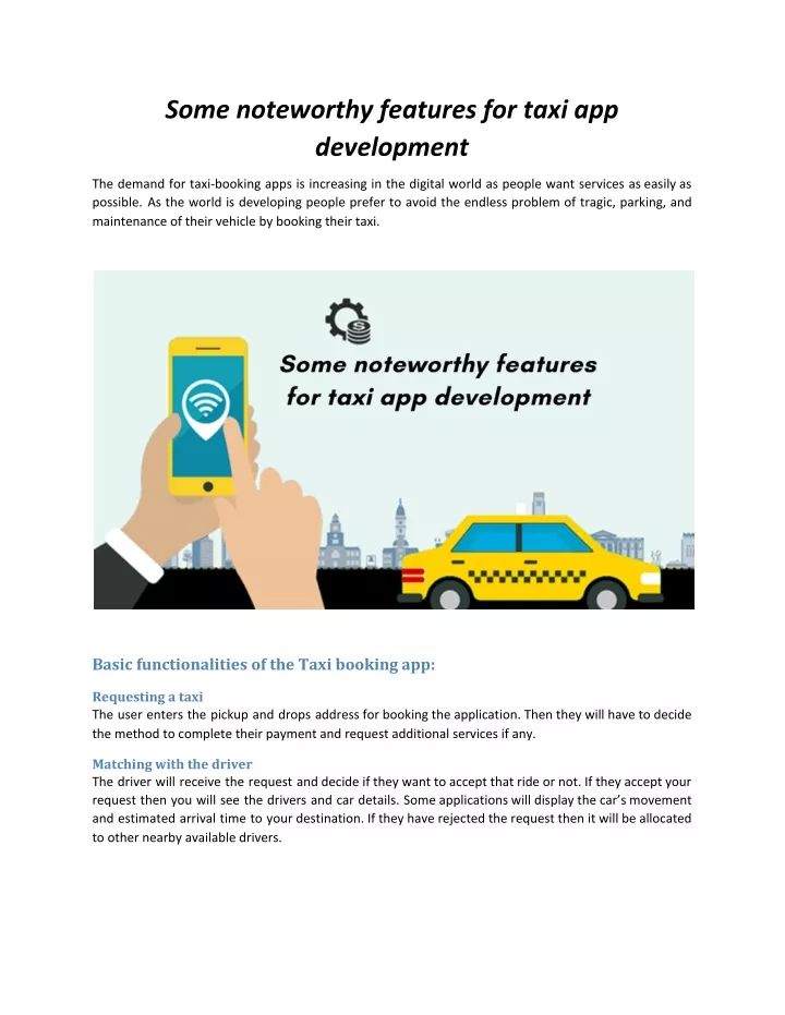 some noteworthy features for taxi app development