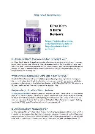 Ultra Keto X Burn Reviews