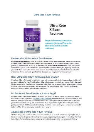 Ultra Keto X Burn Reviews