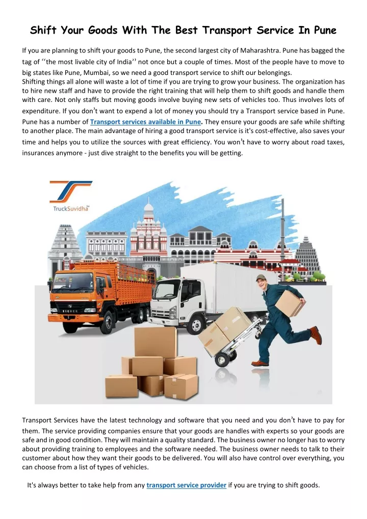 shift your goods with the best transport service
