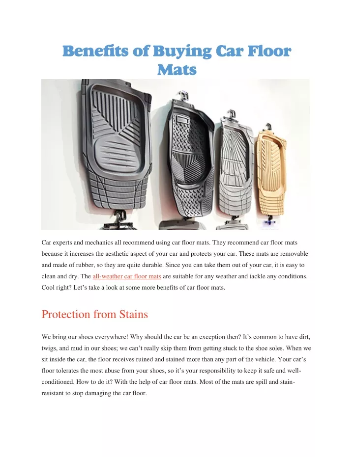 benefits of buying car floor mats