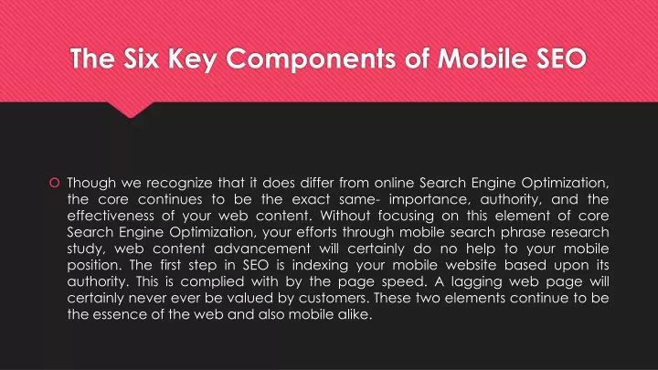 the six key components of mobile seo