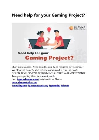 Need help for your Gaming Project?