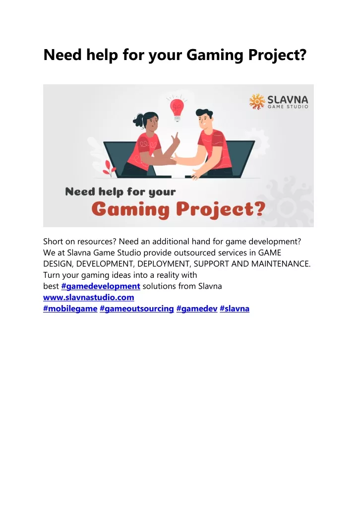 need help for your gaming project