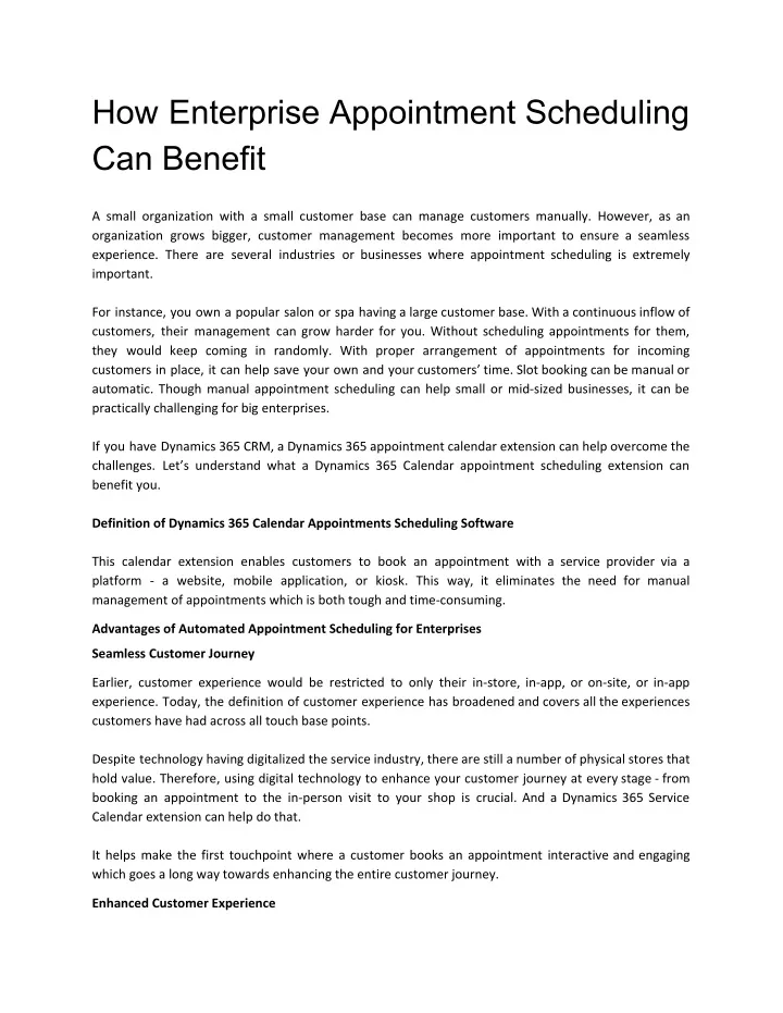 how enterprise appointment scheduling can benefit