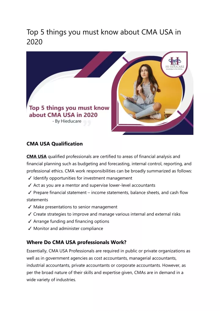 top 5 things you must know about cma usa in 2020