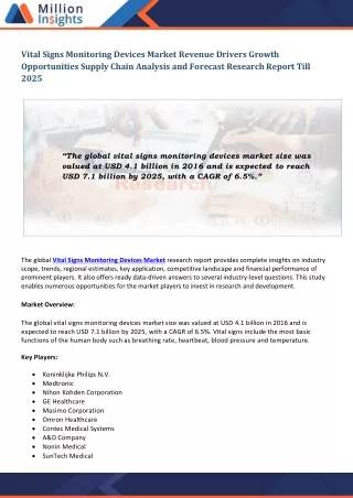 vital signs monitoring devices market revenue