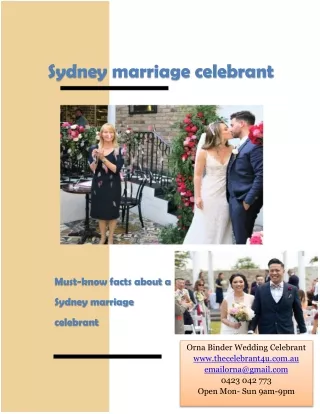 The Best Sydney Marriage Celebrant with Unique wedding ideas