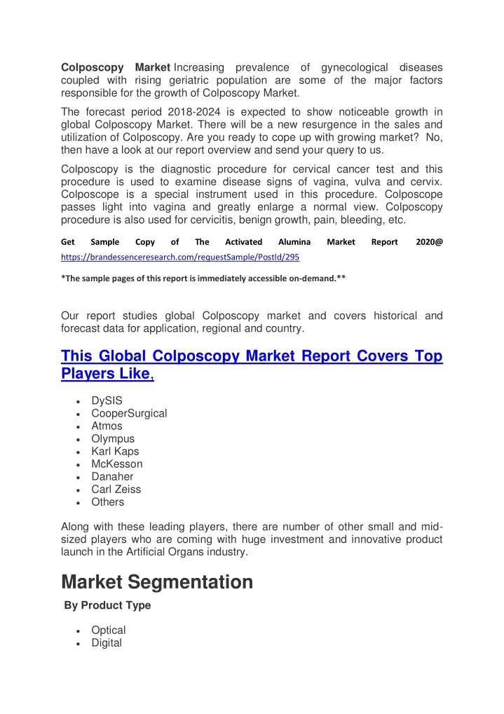 colposcopy market increasing prevalence