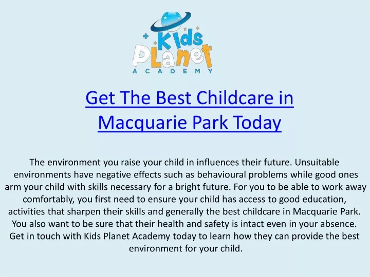 get the best childcare in macquarie park today