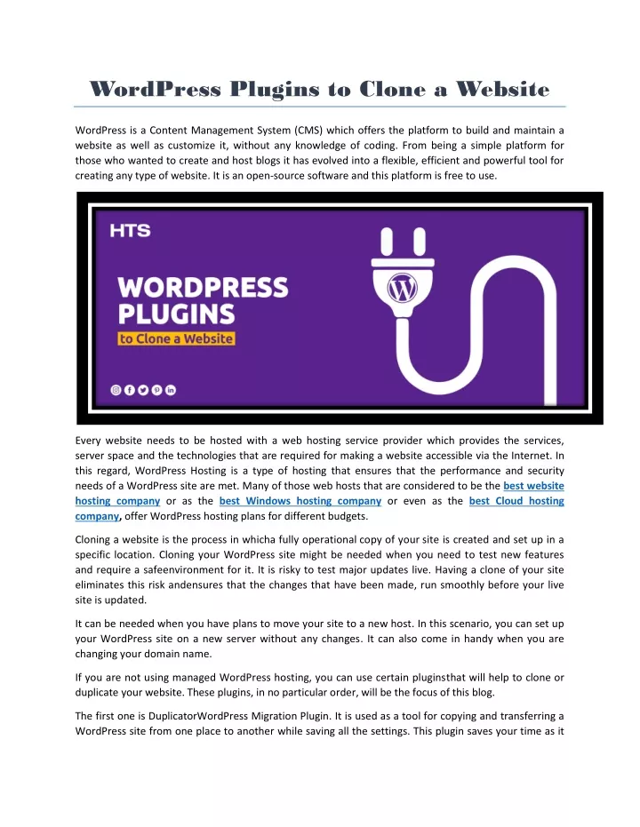 wordpress plugins to clone a website