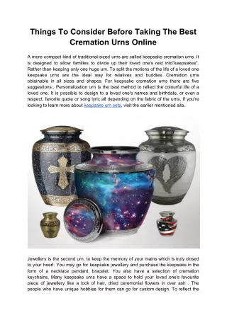 Things To Consider Before Taking The Best Cremation Urns Online