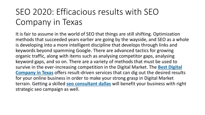 seo 2020 efficacious results with seo company in texas