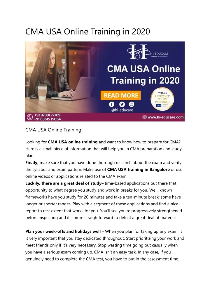 cma usa online training in 2020