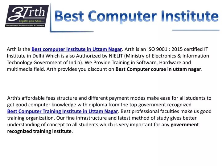 best computer institute