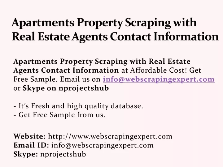 apartments property scraping with real estate agents contact information