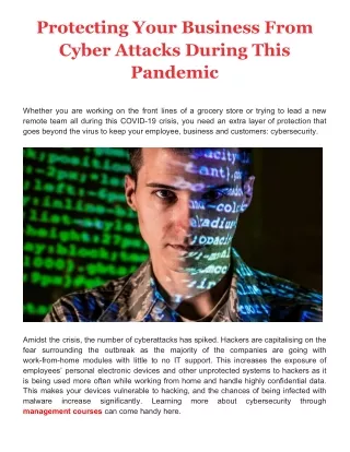 protecting your business from cyber attacks
