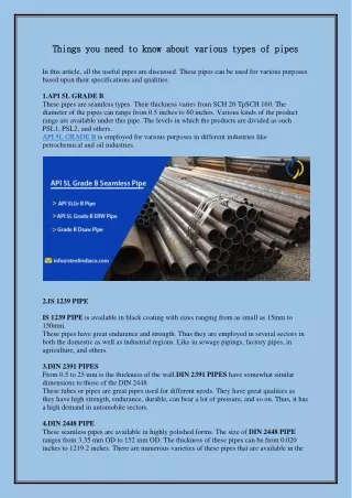 Things you need to know about various types of pipes