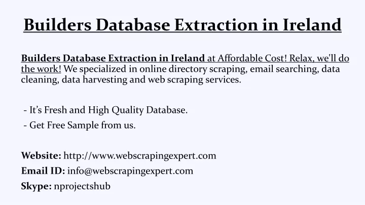 builders database extraction in ireland