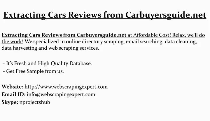 extracting cars reviews from carbuyersguide net