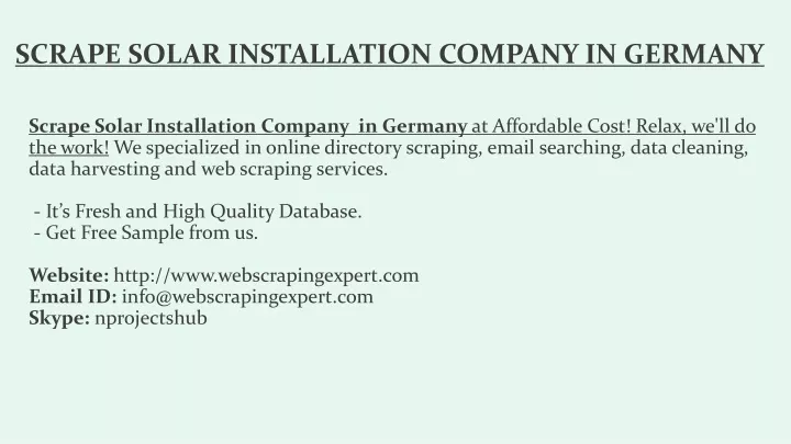 scrape solar installation company in germany