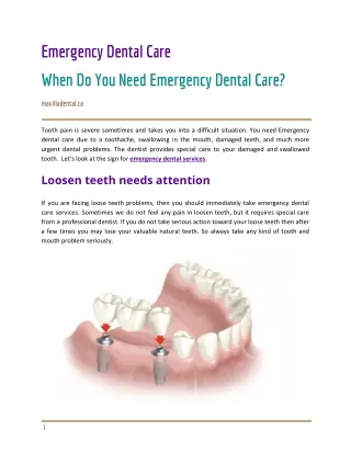 When Do You Need Emergency Dental Care?