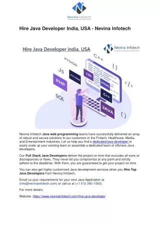hire java developer india usa nevina infotech