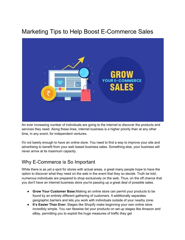marketing tips to help boost e commerce sales