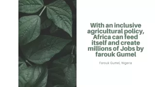 With an inclusive agricultural policy, Africa can feed itself and create millions of Jobs by farouk Gumel