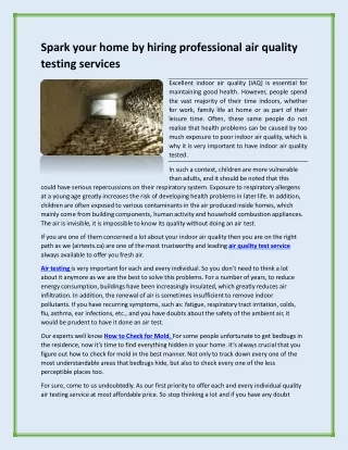 Spark your home by hiring professional air quality testing services