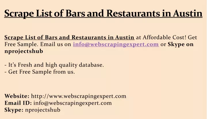 scrape list of bars and restaurants in austin