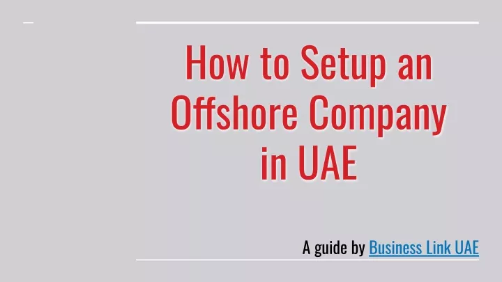 how to setup an offshore company in uae