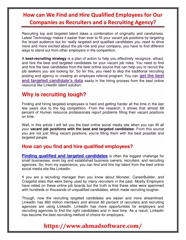 how can we find and hire qualified employees