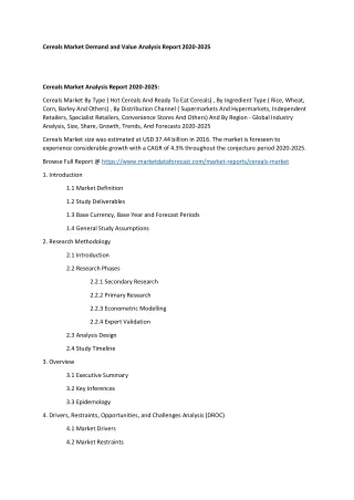 cereals market demand and value analysis report