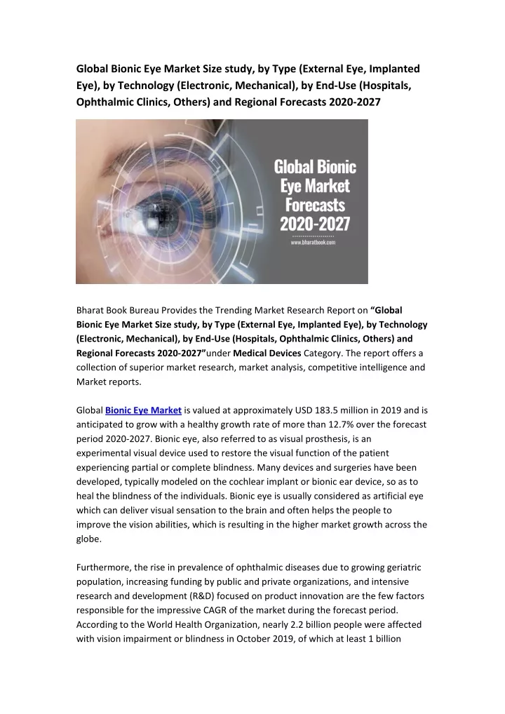 global bionic eye market size study by type