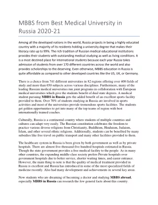 mbbs from best medical university in russia 2020
