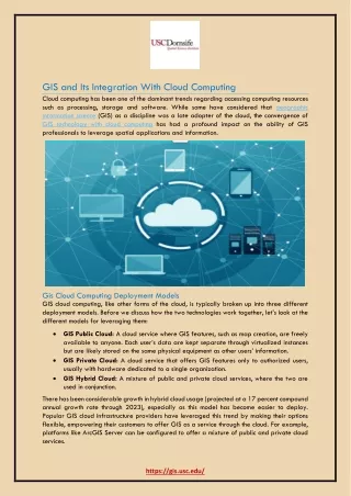 GIS and Its Integration With Cloud Computing