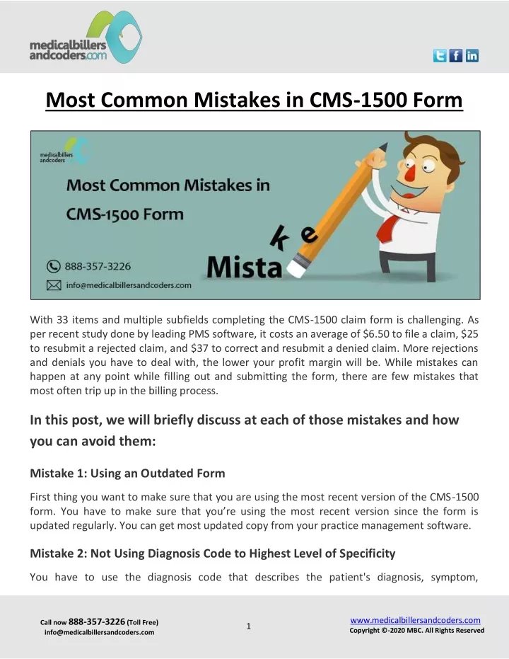 most common mistakes in cms 1500 form