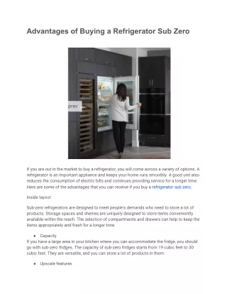 advantages of buying a refrigerator sub zero